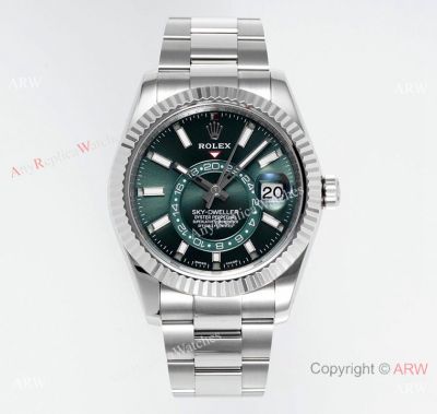 ZF Super Clone Rolex Sky-Dweller Cal.9002 Green Oystersteel Watch in 72hour power reserve